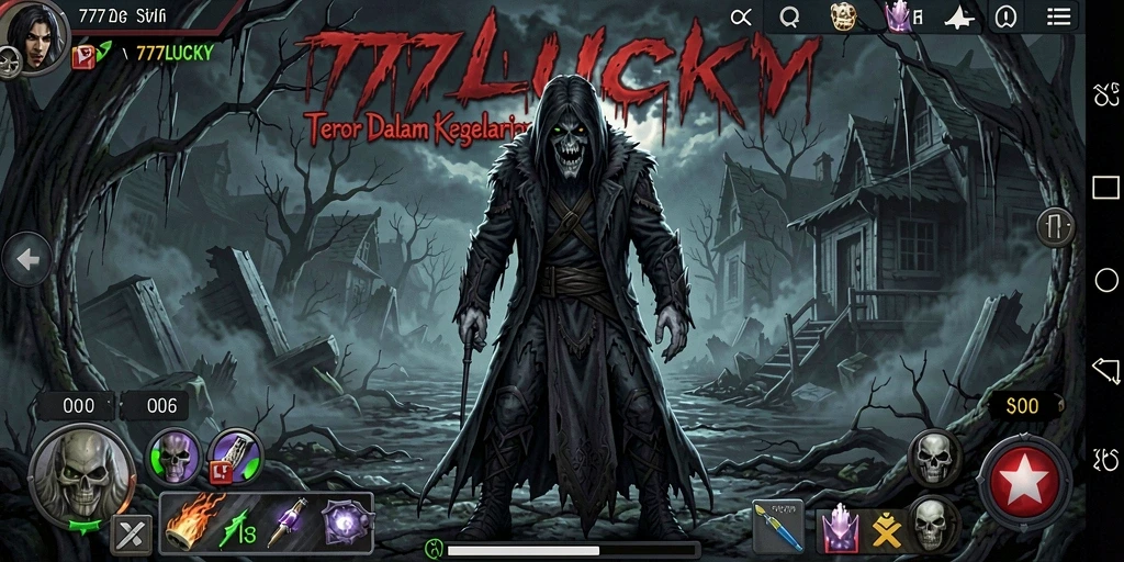 Screenshot menampilkan suasana menegangkan saat menjelajahi tempat angker di 777LUCKY.