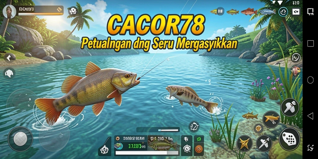 Tampilan gameplay menarik dengan berbagai lokasi memancing.