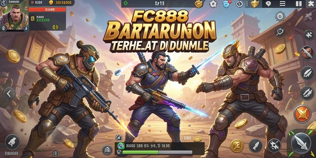 Screenshot utama FC888 yang menampilkan aksi intens dalam Battle Royale.