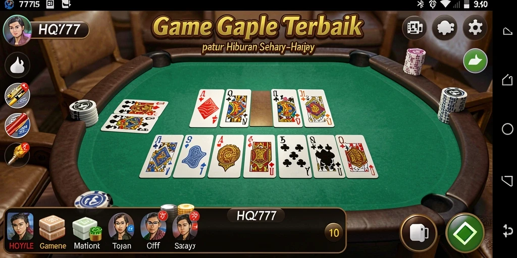 Tangkapan layar gameplay HQ777 menampilkan suasana permainan Gaple yang seru.