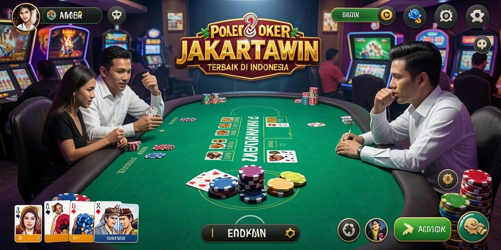 Tampilan gameplay seru JAKARTAWIN dengan fitur Poker yang menarik.