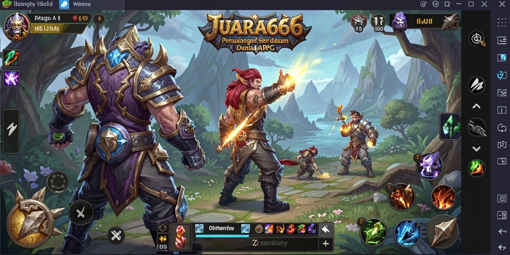 Tampilan grafis menawan dari gameplay JUARA666 dalam pertempuran ARPG.