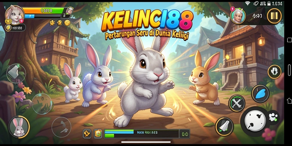 Screenshot gameplay KELINCI88 menunjukkan aksi pertarungan seru kelinci.