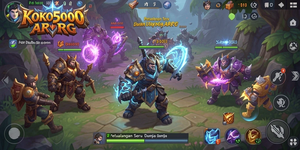 Tangkapan layar menampilkan pertarungan epik dalam game ARPG KOKO5000.