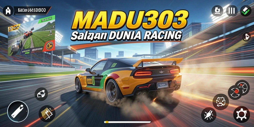 Tampilan gameplay MADU303 yang menegangkan dan penuh aksi balapan.