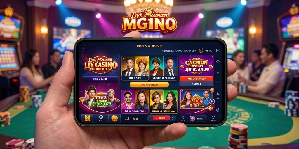 Screenshot gameplay Live Casino MG108 menampilkan dealer profesional dan permainan yang menarik.