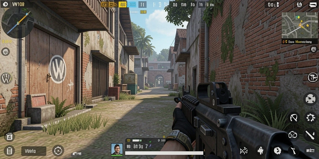 Screenshot utama VW108 menampilkan pertarungan FPS yang intens dan mendebarkan.