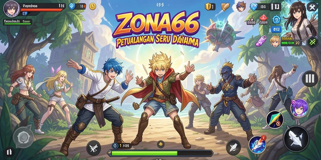 Screenshot gameplay ZONA66 menunjukkan aksi seru dalam dunia anime.